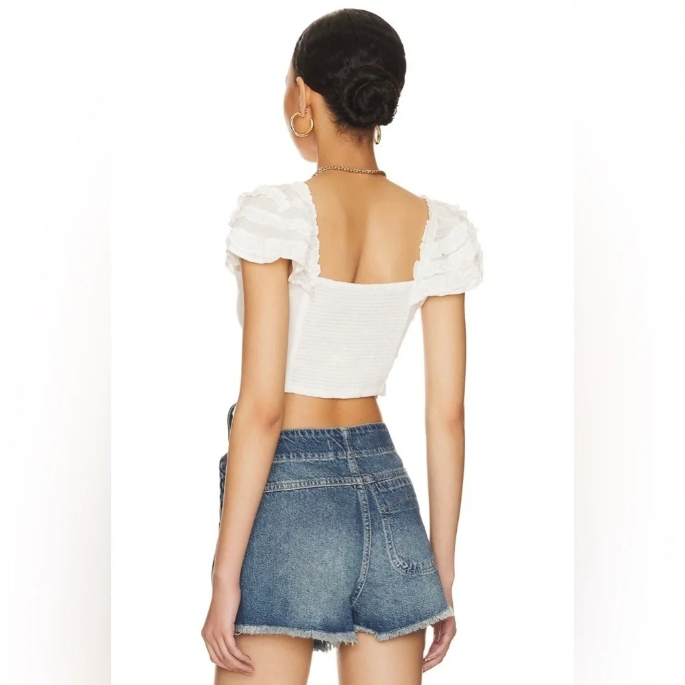 NWT Free People Thank You Very Sweetly Crop Top Size L  white